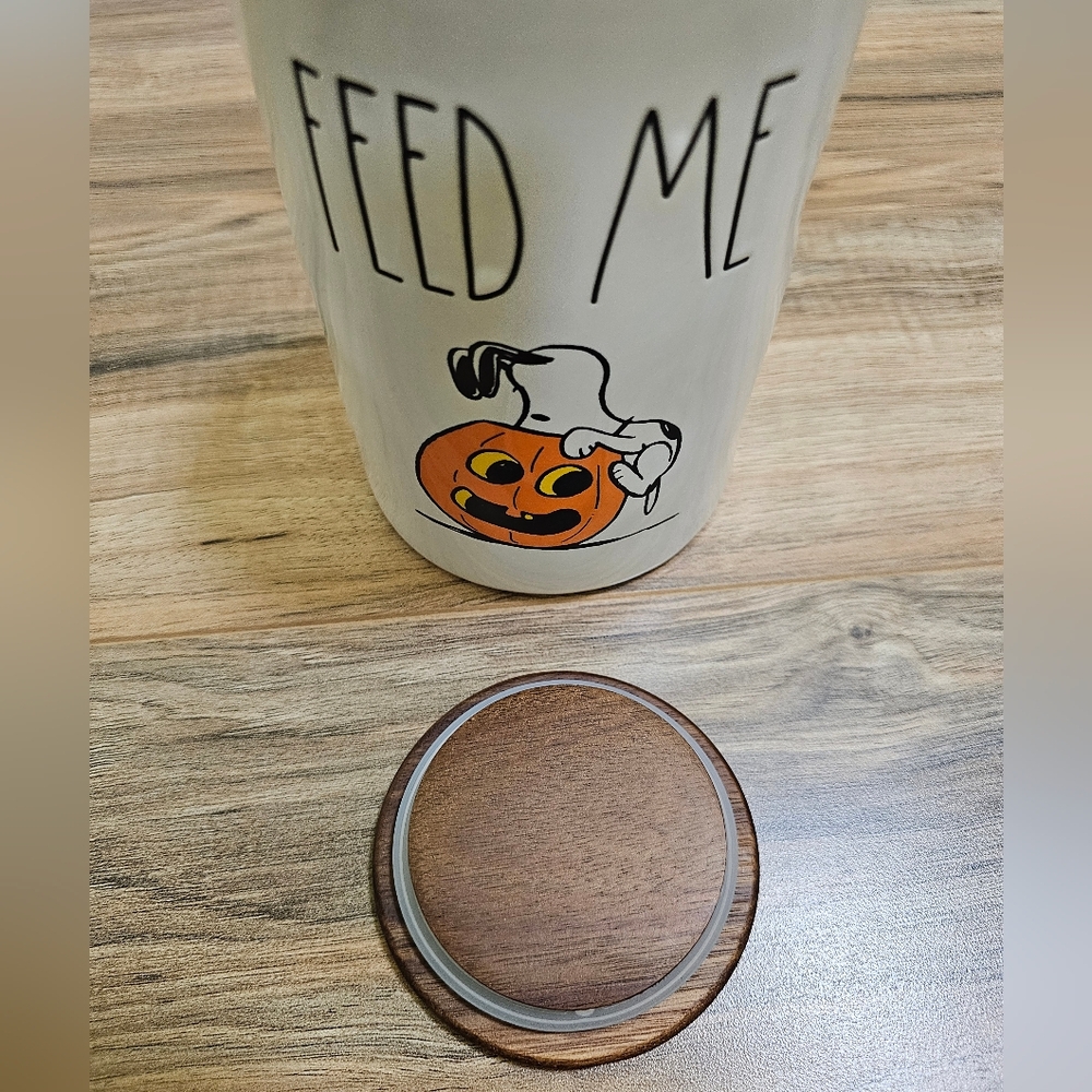💕2XHOST PICK💕Rae Dunn Peanuts 'Feed Me' Snoopy Pumpkin Treats Container - Picture 6 of 7